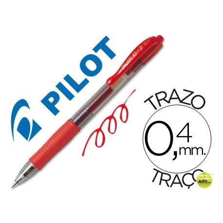 BOLIGRAFO PILOT G-2 ROJO TINTA GEL -RETRACTIL -SUJECION DE CAUCHO