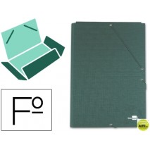 CARPETA GOMAS LIDERPAPEL FOLIO 3 SOLAPAS CARTON FORRADO VERDE