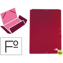 CARPETA GOMAS LIDERPAPEL FOLIO 3 SOLAPAS CARTON FORRADO ROJA