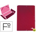 CARPETA GOMAS LIDERPAPEL FOLIO 3 SOLAPAS CARTON FORRADO ROJA