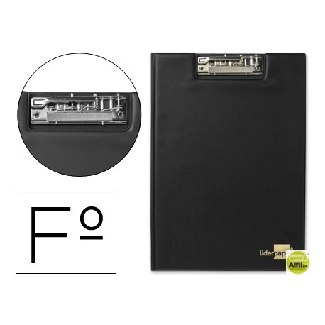 CARPETA LIDERPAPEL MINICLIP SUPERIOR FOLIO PLASTICO NEGRO