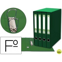 MODULO LIDERPAPEL 4 ARCHIVADORES FOLIO 2 ANILLAS MIXTAS 25MM VERDE