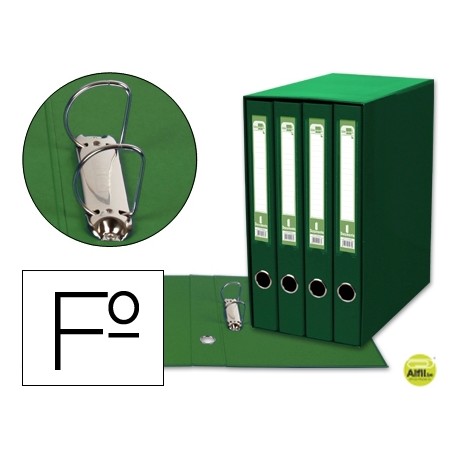 MODULO LIDERPAPEL 4 ARCHIVADORES FOLIO 2 ANILLAS MIXTAS 25MM VERDE
