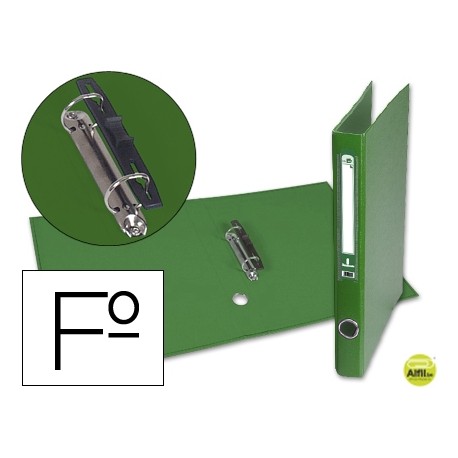 CARPETA DE 2 ANILLAS 25MM MIXTAS LIDERPAPEL FOLIO FORRADO PAPERCOAT CON OLLADO Y TARJETERO COMPRESOR