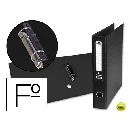 CARPETA DE 2 ANILLAS 40MM MIXTAS LIDERPAPEL FOLIO FORRADO PAPERCOAT CON OLLADO Y TARJETERO COMPRESOR