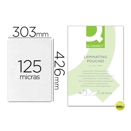 BOLSA DE PLASTIFICAR Q-CONNECT-303 X 426 MM 125 MC DIN A3