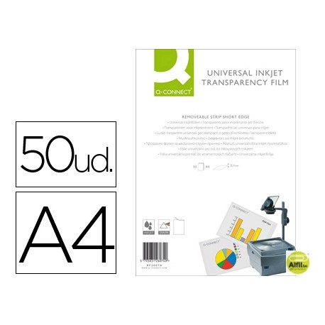 TRANSPARENCIA Q-CONNECT DIN A4DE ALTA CALIDAD KF26074 PARA INK-KET CAJA DE 50