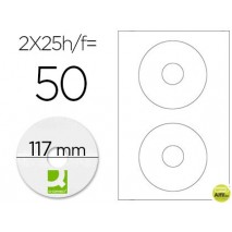 ETIQUETA ADHESIVA Q-CONNECT KF01579 -TAMAÑO CD-ROM -FOTOCOPIADORA -LASER -INK-JET-CAJA CON 25 H/50 E