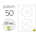 ETIQUETA ADHESIVA Q-CONNECT KF01579 -TAMAÑO CD-ROM -FOTOCOPIADORA -LASER -INK-JET-CAJA CON 25 H/50 E