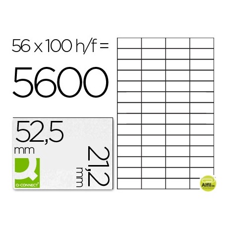ETIQUETA ADHESIVA Q-CONNECT KF10638 TAMANO 52,5X21,2 MM FOTOCOPIADORA LASER INK-JET