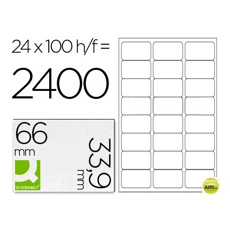 ETIQUETA ADHESIVA Q-CONNECT KF10639 TAMANO 66X33,9 MM FOTOCOPIADORA LASER INK-JET