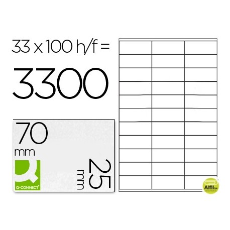 ETIQUETA ADHESIVA Q-CONNECT KF10640 TAMANO 70X25 MM FOTOCOPIADORA LASER INK.JET