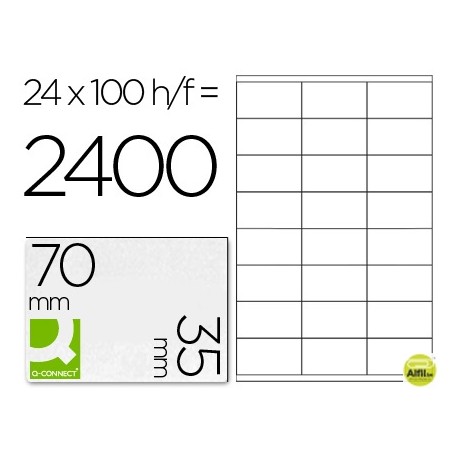 ETIQUETA ADHESIVA Q-CONNECT KF10645 TAMANO 70X35 MM FOTOCOPIADORA LASER INK-JET
