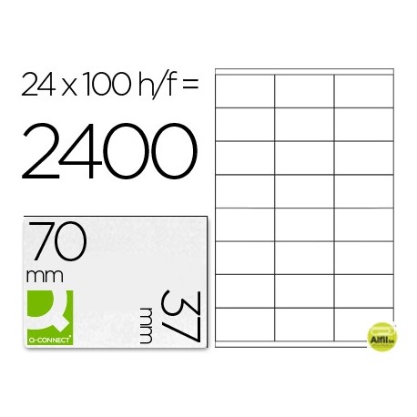 ETIQUETA ADHESIVA Q-CONNECT KF10647 TAMANO 70X37 MM FOTOCOPIADORA LASER INK-JET