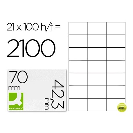 ETIQUETA ADHESIVA Q-CONNECT KF10649 TAMANO 70X42,3 MM FOTOCOPIADORA LASER INK-JET