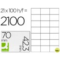 ETIQUETA ADHESIVA Q-CONNECT KF10649 TAMANO 70X42,3 MM FOTOCOPIADORA LASER INK-JET