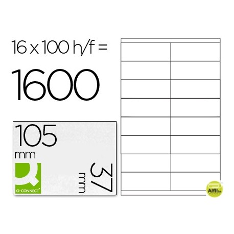 ETIQUETA ADHESIVA Q-CONNECT KF10654 TAMANO 105X37 MM FOTOCOPIADORA LASER INK-JET