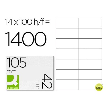 ETIQUETA ADHESIVA Q-CONNECT KF10655 TAMANO 105X42 MM FOTOCOPIADORA LASER INK-JET
