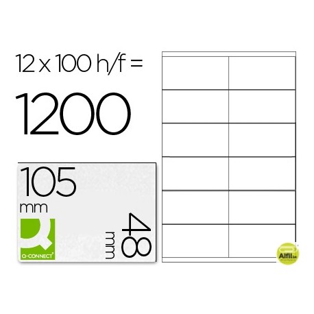 ETIQUETA ADHESIVA Q-CONNECT KF10657 TAMANO 105X48 MM FOTOCOPIADORA LASER INK-JET