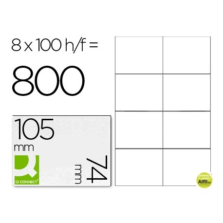 ETIQUETA ADHESIVA Q-CONNECT KF10659 TAMANO 105X74 MM FOTOCOPIADORA LASER INK-JET