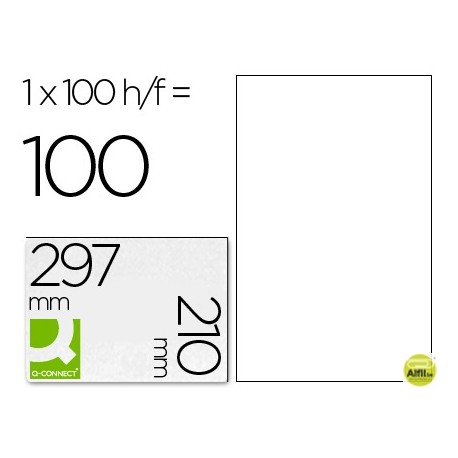 ETIQUETA ADHESIVA Q-CONNECT KF10664 TAMANO 210X297 MM FOTOCOPIADORA LASER INK-JET
