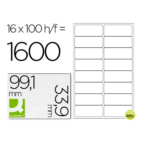 ETIQUETA ADHESIVA Q-CONNECT KF01584 TAMANO 99,1X33,9 MM FOTOCOPIADORA LASER INK-JET