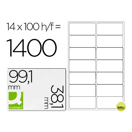 ETIQUETA ADHESIVA Q-CONNECT KF01585 TAMANO 99,1X38,1 MM FOTOCOPIADORA LASER INK-JET