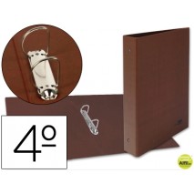 CARPETA DE 2 ANILLAS 40MM MIXTAS LIDERPAPEL CUARTO CARTON CUERO FORRADO COMPRESOR PLASTICO
