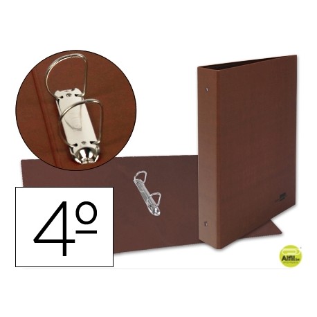 CARPETA DE 2 ANILLAS 40MM MIXTAS LIDERPAPEL CUARTO CARTON CUERO FORRADO COMPRESOR PLASTICO