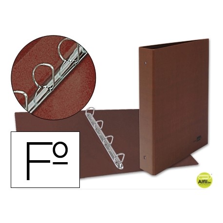 CARPETA DE 4 ANILLAS 25MM MIXTAS LIDERPAPEL FOLIO CARTON CUERO FORRADO COMPRESOR PLASTICO