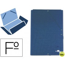 CARPETA GOMAS LIDERPAPEL FOLIO 3 SOLAPAS CARTON FORRADO AZUL