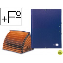 CARPETA CLASIFICADORA LIDERPAPEL 12 DEPARTAMENTOS FOLIO PROLONGADO CARTON FORRADO AZUL FUELLE