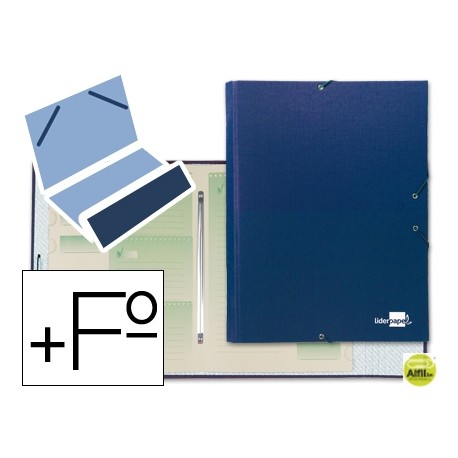 CARPETA CLASIFICADORA LIDERPAPEL 12 DEPARTAMENTOS FOLIO PROLONGADO CARTON FORRADO AZUL