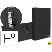 CARPETA DE 2 ANILLAS 25MM MIXTAS LIDERPAPEL FOLIO CARTON FORRADO PAPER COAT COMPRESOR PLASTICO NEGRA