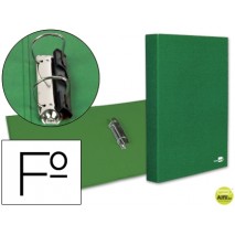 CARPETA DE 2 ANILLAS 25MM MIXTAS LIDERPAPEL FOLIO CARTON FORRADO PAPER COAT COMPRESOR PLASTICO VERDE