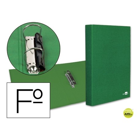 CARPETA DE 2 ANILLAS 25MM MIXTAS LIDERPAPEL FOLIO CARTON FORRADO PAPER COAT COMPRESOR PLASTICO VERDE