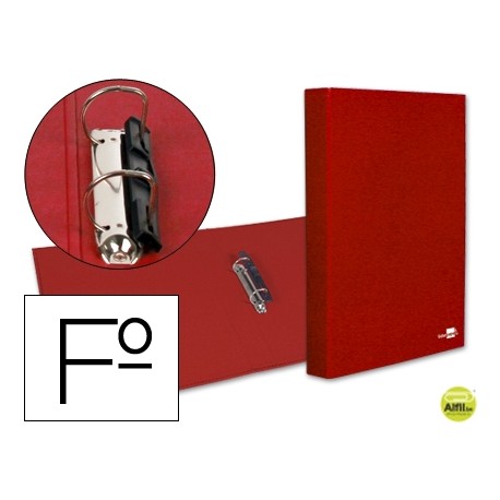 CARPETA DE 2 ANILLAS 25MM MIXTAS LIDERPAPEL FOLIO CARTON FORRADO PAPER COAT COMPRESOR PLASTICO ROJA