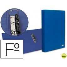 CARPETA DE 2 ANILLAS 25MM MIXTAS LIDERPAPEL FOLIO CARTON FORRADO PAPER COAT COMPRESOR PLASTICO AZUL