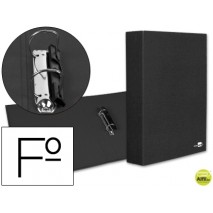 CARPETA DE 2 ANILLAS 40MM MIXTAS LIDERPAPEL FOLIO CARTON FORRADO PAPER COAT COMPRESOR PLASTICO NEGRA