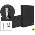 CARPETA DE 2 ANILLAS 40MM MIXTAS LIDERPAPEL FOLIO CARTON FORRADO PAPER COAT COMPRESOR PLASTICO NEGRA