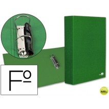 CARPETA DE 2 ANILLAS 40MM MIXTAS LIDERPAPEL FOLIO CARTON FORRADO PAPER COAT COMPRESOR PLASTICO VERDE