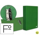 CARPETA DE 2 ANILLAS 40MM MIXTAS LIDERPAPEL FOLIO CARTON FORRADO PAPER COAT COMPRESOR PLASTICO VERDE