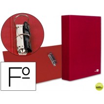 CARPETA DE 2 ANILLAS 40MM MIXTAS LIDERPAPEL FOLIO CARTON FORRADO PAPER COAT COMPRESOR PLASTICO ROJA