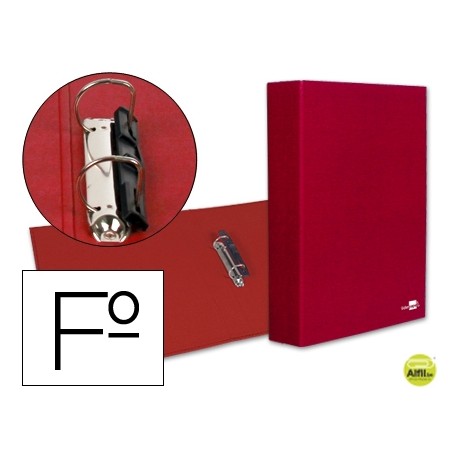CARPETA DE 2 ANILLAS 40MM MIXTAS LIDERPAPEL FOLIO CARTON FORRADO PAPER COAT COMPRESOR PLASTICO ROJA