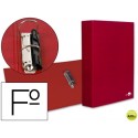 CARPETA DE 2 ANILLAS 40MM MIXTAS LIDERPAPEL FOLIO CARTON FORRADO PAPER COAT COMPRESOR PLASTICO ROJA