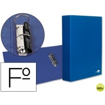 CARPETA DE 2 ANILLAS 40MM MIXTAS LIDERPAPEL FOLIO CARTON FORRADO PAPER COAT COMPRESOR PLASTICO AZUL