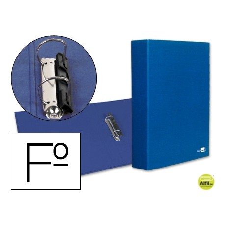 CARPETA DE 2 ANILLAS 40MM MIXTAS LIDERPAPEL FOLIO CARTON FORRADO PAPER COAT COMPRESOR PLASTICO AZUL
