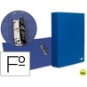 CARPETA DE 2 ANILLAS 40MM MIXTAS LIDERPAPEL FOLIO CARTON FORRADO PAPER COAT COMPRESOR PLASTICO AZUL