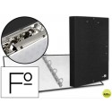 CARPETA DE 4 ANILLAS 25MM REDONDAS LIDERPAPEL FOLIO CARTON FORRADO PAPER COAT NEGRA CON MINICLIP Y S