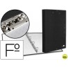 CARPETA DE 4 ANILLAS 25MM REDONDAS LIDERPAPEL FOLIO CARTON FORRADO PAPER COAT NEGRA CON MINICLIP Y S
